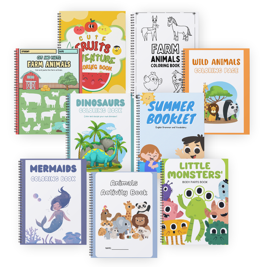 12 Coloring Books for Kids + Cut and Paste Activities